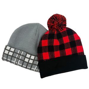 Chapeau tricoté <span class=keywords><strong>à</strong></span> motif <span class=keywords><strong>à</strong></span> carreaux gris et <span class=keywords><strong>noir</strong></span>, logo personnalisé, acrylique, jacquard, <span class=keywords><strong>pompon</strong></span>, <span class=keywords><strong>bonnet</strong></span> d'hiver - Product Image 5