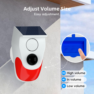 Détecteur de mouvement infrarouge CT90R, détecteur de sirène stroboscopique sans fil PIR solaire pour extérieur, alarme sonore, étanche, télécommande - Product Image 4