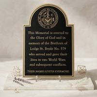 Placa conmemorativa arqueada de bronce fundido tallada a medida por Hongsen con letras doradas en relieve. Placas conmemorativas para héroes y grandes hombres.
