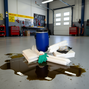 Spill <b>Kit</b> Oil Only Cylindrical Container Absorbent Pads <b>Rolls</b> Gloves Bucket - Product Image 3