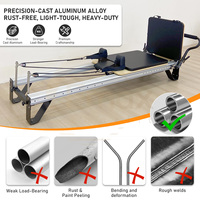 Máquina de Pilates Reformer Ecológica de Aleación de Aluminio en Negro, Gris y Plateado, Adecuada para Entrenamiento Físico Juvenil, Gimnasio y Hogar