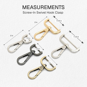 Mousqueton pivotant à visser en alliage de zinc pour sacs à main, sacs à dos, accessoires de <span class=keywords><strong>maroquinerie</strong></span> OEM ODM avec logo personnalisé - Product Image 3
