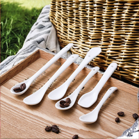 Cuillères à thé jetables en plastique J-Link avec logo personnalisé, ensemble de couteaux Fox contemporains à long manche, finition miroir, pour desserts et soupes