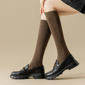 Pure Cotton Thickened Terry Cloth Knee <b>Socks</b> For Women Warm Autumn <b>Winter</b> Solid Color Casual <b>Socks</b> - Product Image 3