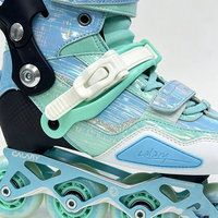 Patins à roulettes ajustables pour enfants, 4 roues, roulements ABEC-7, cadre en aluminium CNC, roues en PU cristal PP, rollers pour jeunes, semelles supplémentaires