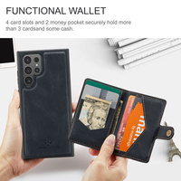 Pour Samsung S24 Ultra Galaxy S23 Plus S23 FE Couverture Arrière Jeehood J01 Rétro Magnétique Portefeuille Amovible Carte Téléphone Cas En Cuir
