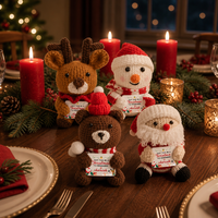 Ensemble d'amigurumi de Noël au crochet personnalisé, ornements en peluche tricotés à la main, renne, bonhomme de neige, Père Noël, décoration de Noël
