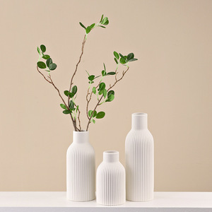 European Style Morandi Color Stripe Matte Premium Feel Ceramic Vase for Living Room Desktop Dried <b>Flower</b> <b>Display</b> Decoration - Product Image 3