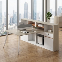 Poste de travail de bureau en îlot, bureau informatique moderne avec cloison de séparation pour employé, ensemble de mobilier de luxe en bois en forme de L, vente en gros