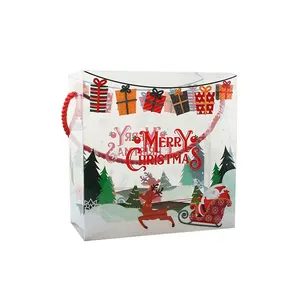 Популярные рождественские украшения, пластиковые контейнеры для хранения и коробки, подарочный контейнер для конфет с ручкой