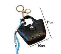 Mini sac seau en cuir PU, breloque porte-clés, sangle en soie, petit sac à main, pendentif, logo personnalisé, petite bourse à monnaie, décoration de sac, cadeau
