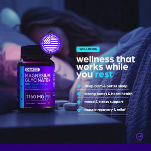 OEM 1160mg capsule di glicinato di magnesio con Aloe Vera, integratore D3 e K2 supporta una sana risposta allo Stress, funzione muscolare - Product Image 3
