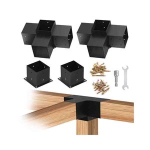 Supports de <span class=keywords><strong>Pergola</strong></span> Kit en métal 3 voies pignon de toit Angle droit base de poteau d'angle poutres en <span class=keywords><strong>bois</strong></span> support surélevé Kit de Gazebo supports de <span class=keywords><strong>Pergola</strong></span> - Product Image 4