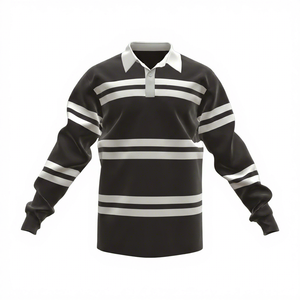 Camiseta de Rugby a Rayas para Hombre, Manga Larga, Cuello Camisero, Transpirable, de Poliéster, para Deporte, Todas las Temporadas, Corte Regular - Product Image 4