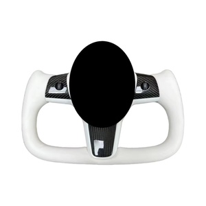 Volante de Fibra de Carbono Personalizado 2024 para Modelo Y, Accesorios de Fibra de Carbono, Volante Tipo Yoke Blanco para Tesla Modelo 3 - Product Image 1