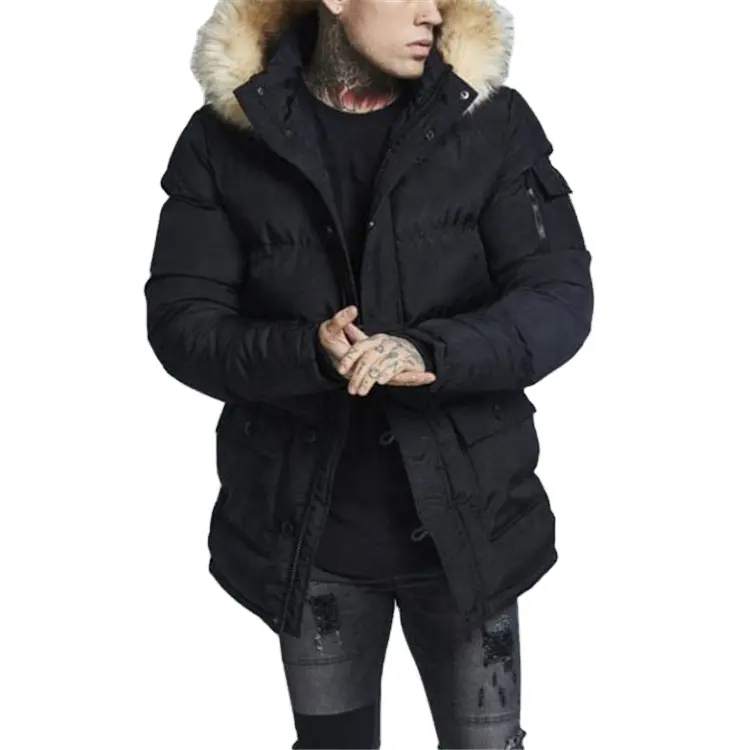 LF -Keep warm clothes stylish winter long down filling casual and sports hooded fur jacket men
