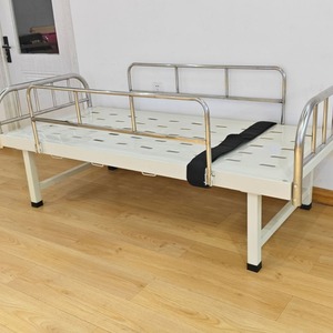 Lit médical manuel à plateau plat en acier inoxydable blanc pour clinique, hôpital et chambre à coucher, structure au sol - Product Image 5