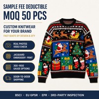 Pull de Noël moche pour homme Nanteng, col rond, motif tricoté Père Noël amusant, 100 % coton, tendance, vente en gros personnalisée