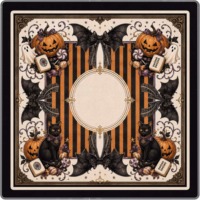 Tapis de table Mahjong Halloween Citrouille Chat Noir, Housse de table de jeu antidérapante et douce pour soirée de jeu Mahjong