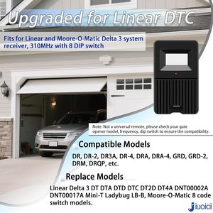 Télécommande de garage 310 MHz avec 8 commutateurs DIP, contrôleur d'ouverture de portail avec clip pare-soleil, compatible avec DTA DTD DTC - Product Image 4