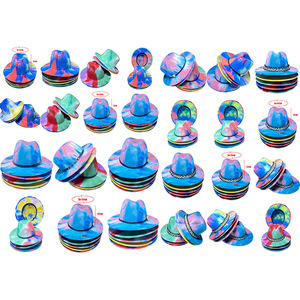 หมวกฟีดอร่าสีขาว,หมวกสักหลาดขนแกะอินเดียน่าโจนส์บุรุษ HT-654ผูกย้อมหมวกฮิปฮอปหนังนิ่ม - Product Image 1