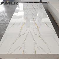 Panneaux muraux en plastique imperméables Amer, panneaux en marbre UV, panneaux muraux en PVC