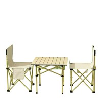 Ensemble table et chaises pliantes de camping - Table carrée portable d'extérieur au design raffiné pour pique-nique et camping