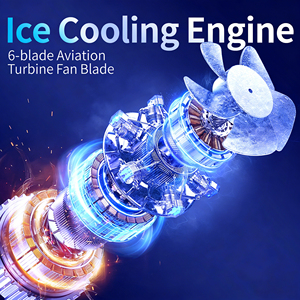 พัดลมมือถือขนาดเล็กพร้อมหน้าจอดิจิตอล 199 ระดับความเร็ว พัดลมเทอร์ไบน์แบบพกพาพลังสูงแบบชาร์จไฟได้สำหรับแขวนเอว - Product Image 2