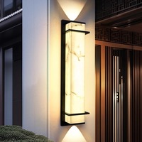 Applique murale LED extérieure étanche en marbre naturel, design moderne chinois, forme allongée, pour villa, pilier, portail, cour et façade