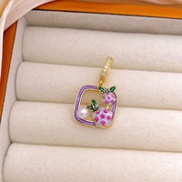 Pendentif Fleur Perle Style Peinture à l'Huile Jardin de Monet pour Femme, Vintage, Élégant, Inaltérable, Accessoire Polyvalent pour Dropshipping