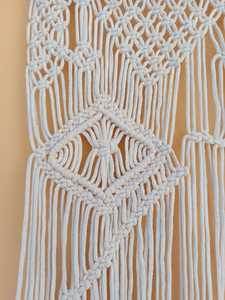 Tapisserie murale en macramé blanc, rideau décoratif fait à la main pour salon, chambre à coucher, entrée - Product Image 3