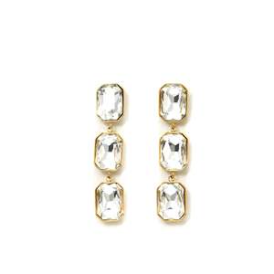 Boucles d'oreilles en cristal, acier inoxydable 316L, placage or PVD, durables, résistantes, style goutte, bijoux - Product Image 1