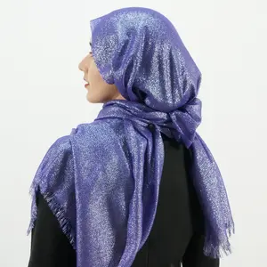 Wholesale Muslim Luxury Shimmer 100% Polyester Satin Silk Scarves Foulard Voile Veils Hijab Turban For Women Solid Color Dubai