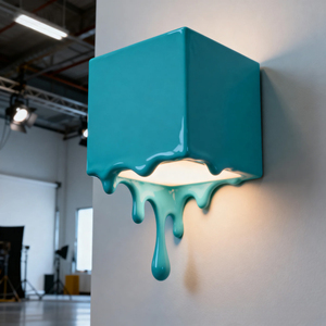 Factory Wholesale Creative Melting Drip Square Ceramic <b>Wall</b> Lamp Modern Art Decor LED <b>Wall</b> Sconce Tiffany Blue Glazed <b>Wall</b> <b>Light</b> - Product Image 3