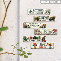 Letrero Metálico Largo para Invernadero, Decoración Retro para Pared de Jardín con Diseño de Flores y Herramientas para Patio Trasero y Invernadero