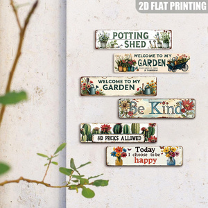 Panneau <span class=keywords><strong>métallique</strong></span> long rétro pour abri de jardin, décoration murale de jardin avec motifs de fleurs et d'outils pour cour, patio et <span class=keywords><strong>serre</strong></span> - Product Image 3