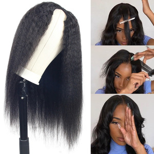 Glueless No Leave <span class=keywords><strong>Out</strong></span> Machine Pelucas vender en línea, cabello camboyano 100% virgen pelucas crudas sin procesar No coser en V Parte Peluca Fácil de usar - Product Image 5
