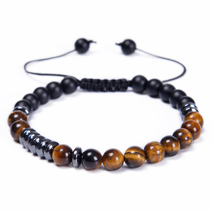 สร้อยข้อมือถักคู่ ปรับขนาดได้ ทำจากหินไทเกอร์อายธรรมชาติ 6 มม. ลายมอร์ส  รุ่นฮอต มิส ยู - Product Image 3