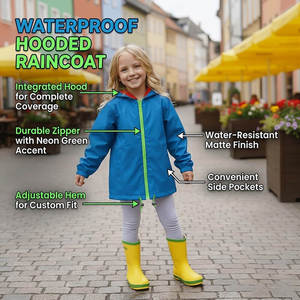 Chaqueta Impermeable para Niños, con Capucha, Cortavientos, <span class=keywords><strong>de</strong></span> Nailon, con Cierre, para Primavera, para Niñas, con Logotipo Personalizado, Colores en Contraste - Product Image 6