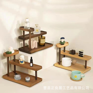 Wooden <b>Desktop</b> <b>Shelf</b> 3 Tier Rectangle Standing Type Office Organizer for Cups Cosmetics Perfumes - Product Image 3