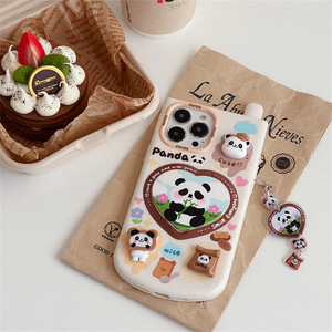 Dễ Thương Ba Chiều Panda Trường Hợp Điện Thoại Cho Iphone15promax Lật <span class=keywords><strong>Top</strong></span> Gương 13/14 Tay Cảm Giác Thoải Mái Silicone Trường Hợp - Product Image 6