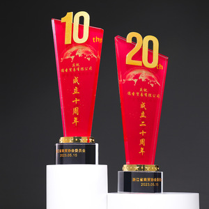 Trofeo de Cristal 80x100x290mm Grabado con Láser Impresión Digital Duradero Regalo Empresarial para Celebración de Aniversario de Empresa - Product Image 4