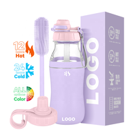 Gourde à vide personnalisée en acier inoxydable à double paroi pour enfants avec anneau antidérapant en silicone