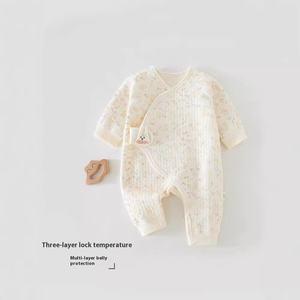 Traje de punto de una pieza para bebé de Otoño Invierno, mameluco fino de capa de aire de algodón con costuras sin hueso y estilo bonito para usar al aire libre - Product Image 2