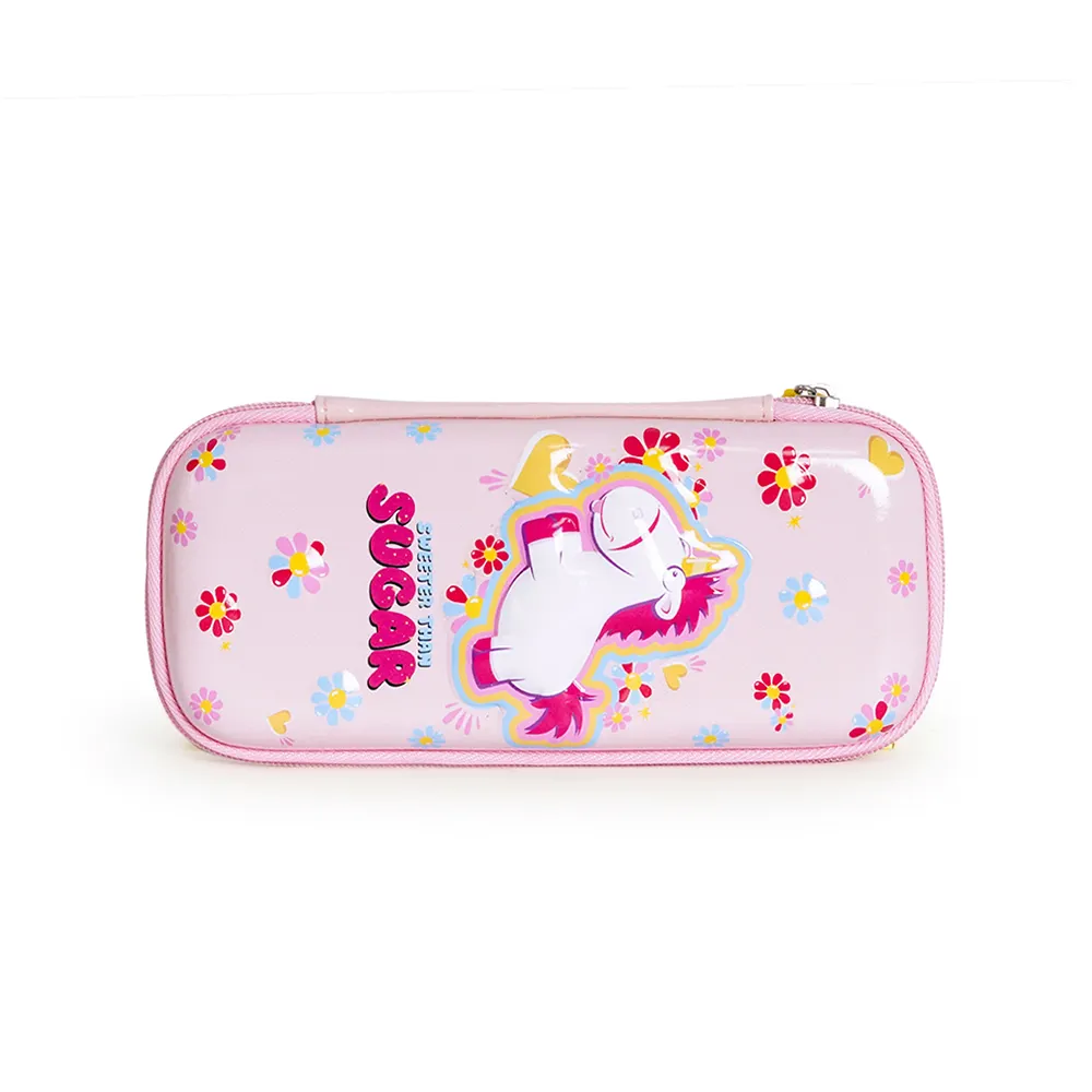 사용자 정의 로고 귀여운 EVA 유니콘 연필 케이스 소녀 펜 가방 핑크