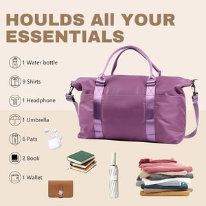 Sac de voyage pour femme, sac fourre-tout violet, sac à roulettes imperméable en polyester, grande capacité pour avion, accouchement - Product Image 3