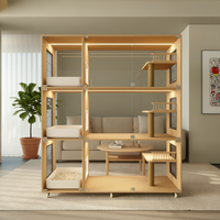 Maison pour chat de haute qualité, intérieur/extérieur, grande villa pour chat, cage en bois massif et verre, enclos pour chat, mobilier pour animalerie et hôtel
