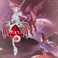 Bijoux de mode pour femmes 925 argent Sterling pierre de naissance goutte d'eau cristal Dragon pendentif collier