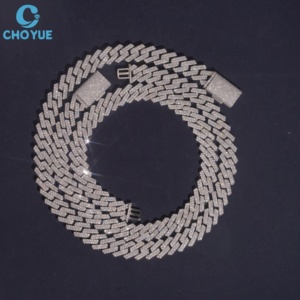 925 Solid Sterling <b>Silver</b> Moissanite Cuban Link <b>Necklace</b> VVS Moissanite Inlaid <b>Silver</b> Chain Lover Gift Wholesale <b>Silver</b> Jewelry - Product Image 5