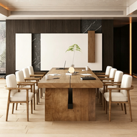 Mesa de Reuniones Comercial de Madera, Mesa de Conferencia Resistente para Oficina, Sala de Negociación Empresarial